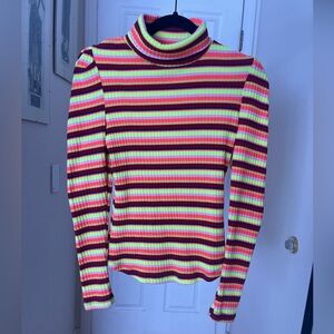 Lightweight, puff sleeves, striped sweater by Anthropologie